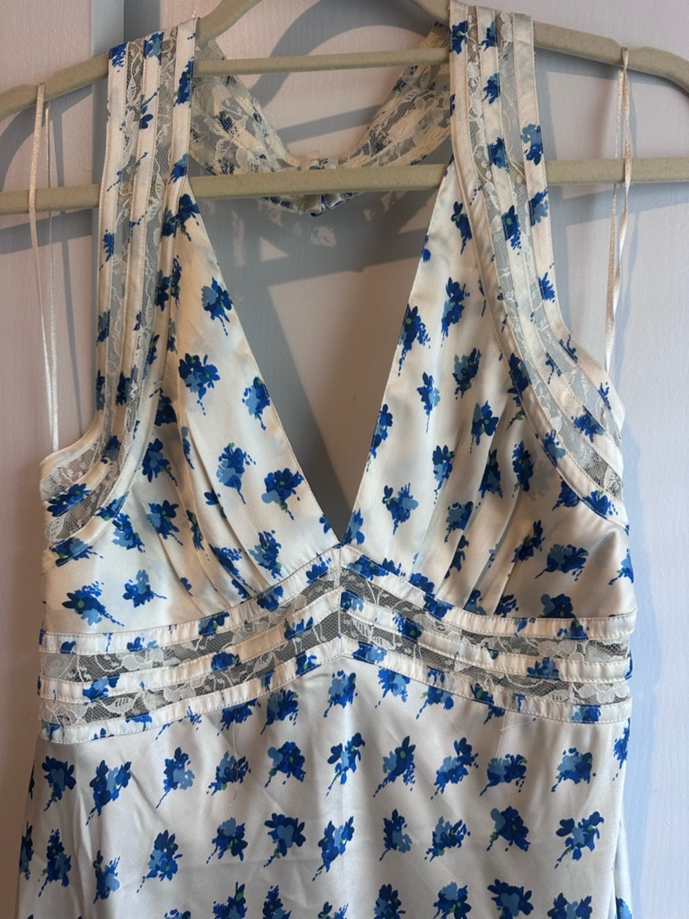 Topshop White Midi Dress with Blue Floral Print